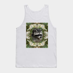 Adorable Raccoon Surrounded by Wildflowers Tank Top